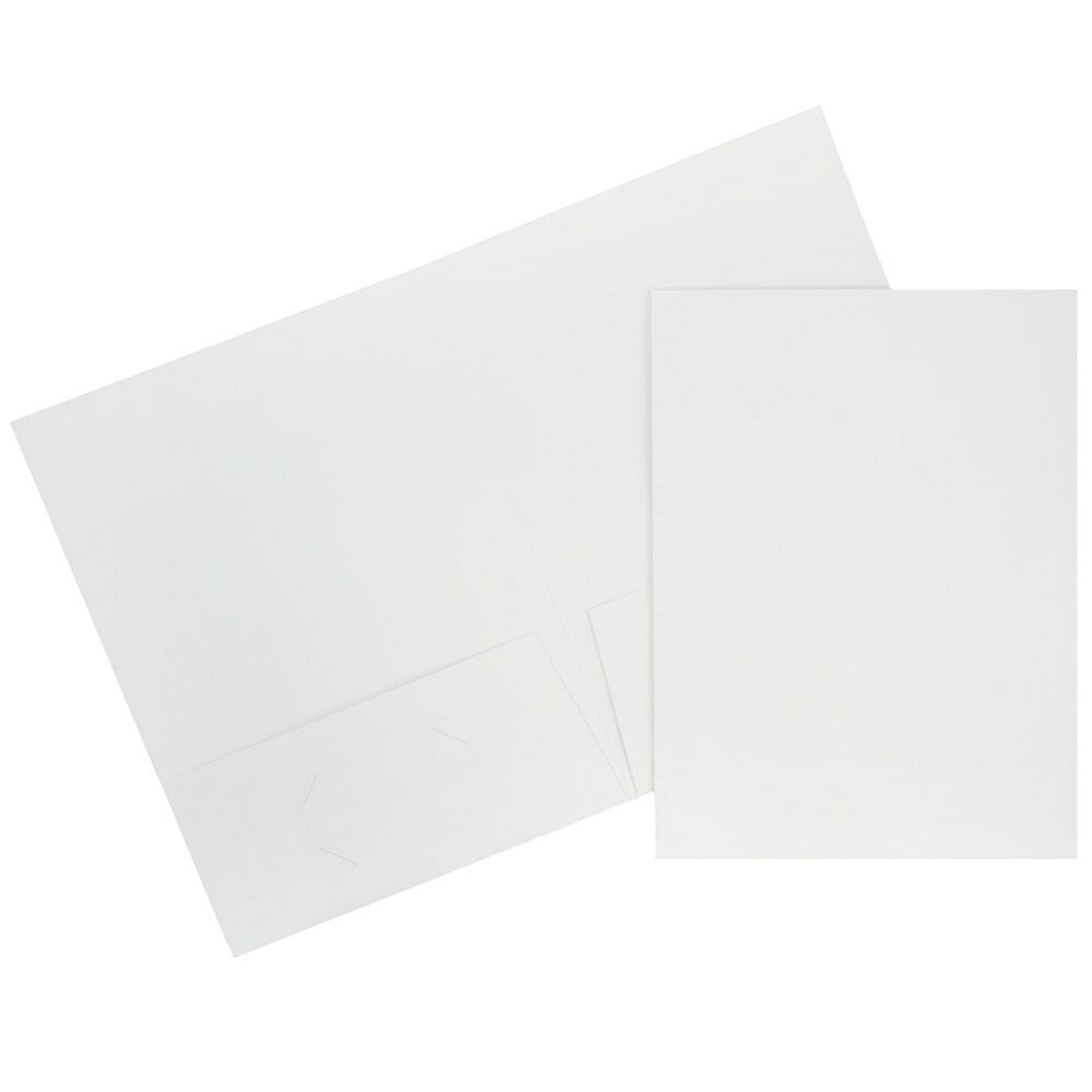Image of JAM Paper 2 Pocket Linen Folders, White, 50 Pack