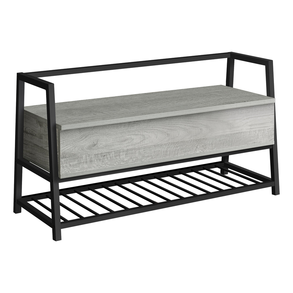 Image of Monarch Specialties - 4500 Bench - Entryway - Hallway - Storage - 42" Rectangular - Metal - Laminate - Grey - Black