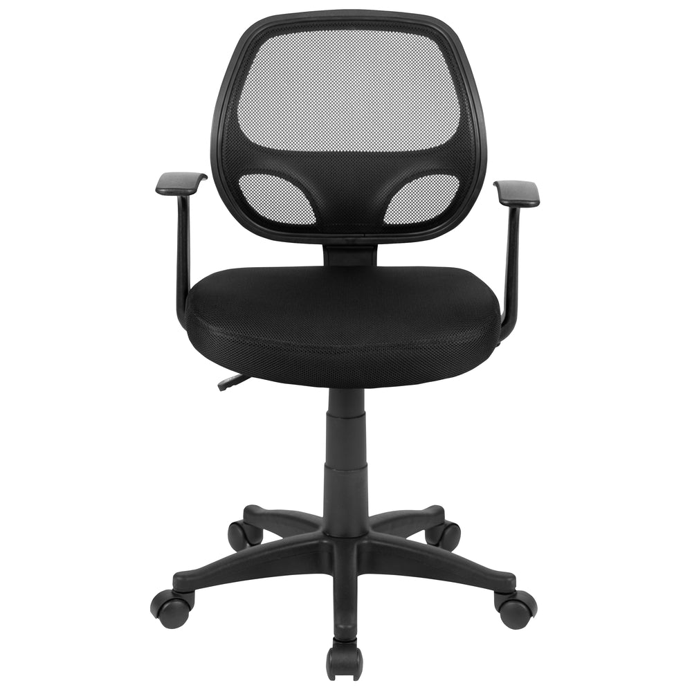 Image of Flash Furniture Mid-Back Mesh Swivel Task Chair with T-Arms - Black