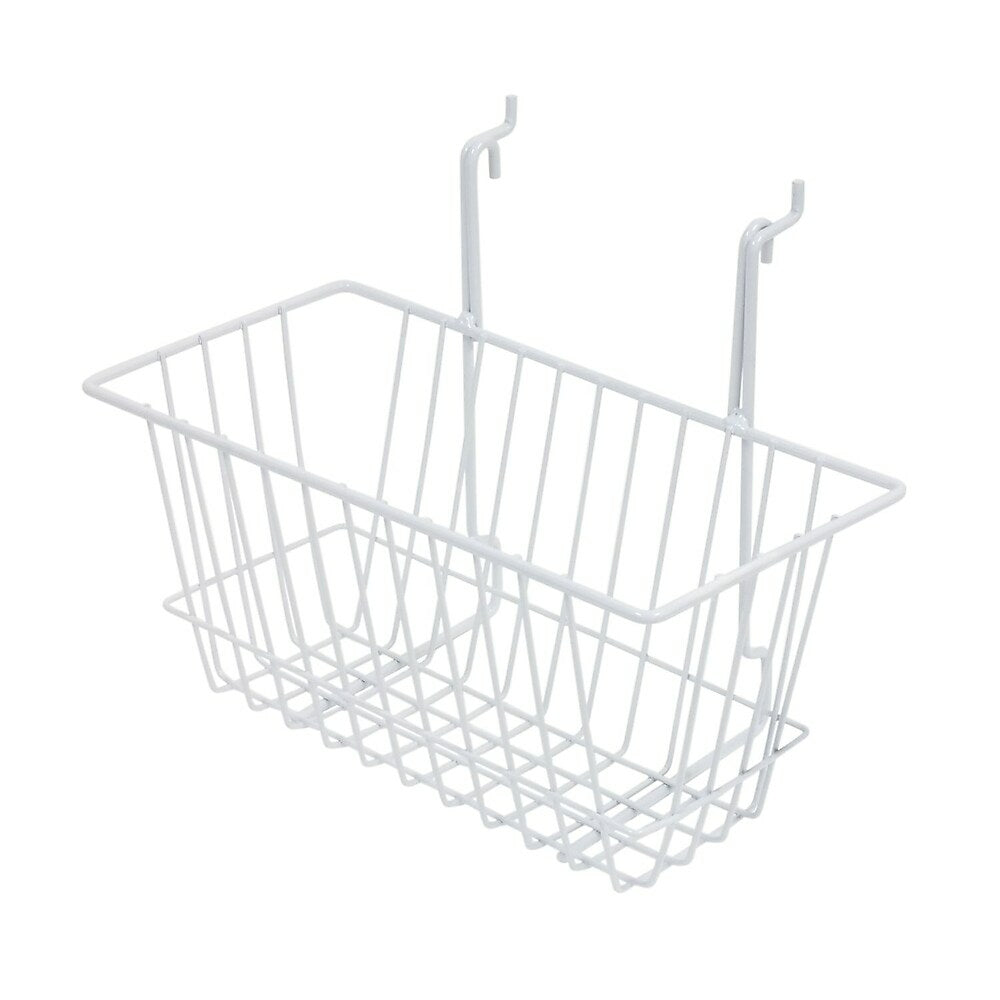 Image of Wamaco Slatwall/Gridwall Wire Basket - 12"W x 6 "D x 6 "H - White - 4 Pack