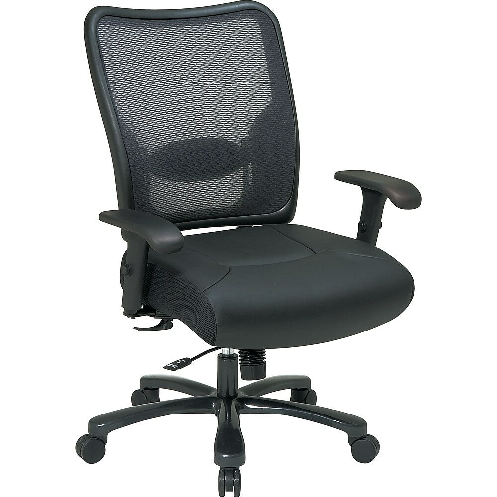 Image of Office Star Air Grid Back & Leather Seat - Black