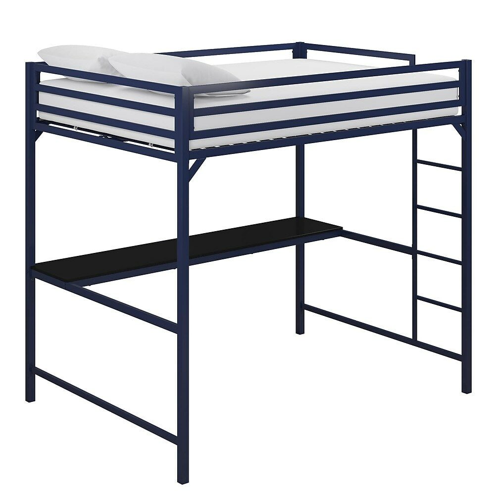 Image of DHP Miles Metal Full Loft Bed with Desk - Blue