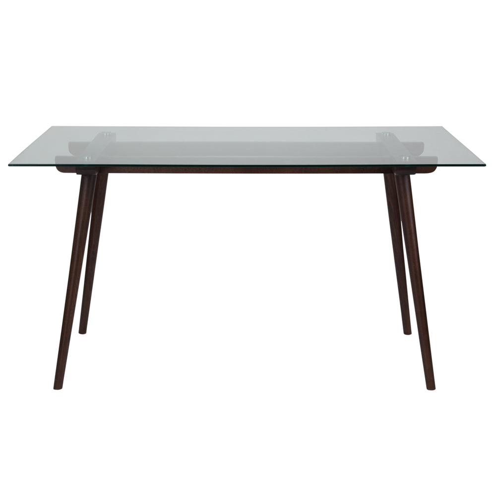 Image of Flash Furniture Meriden 31.5" x 55" Rectangular Solid Espresso Wood Table with Clear Glass Top, Brown