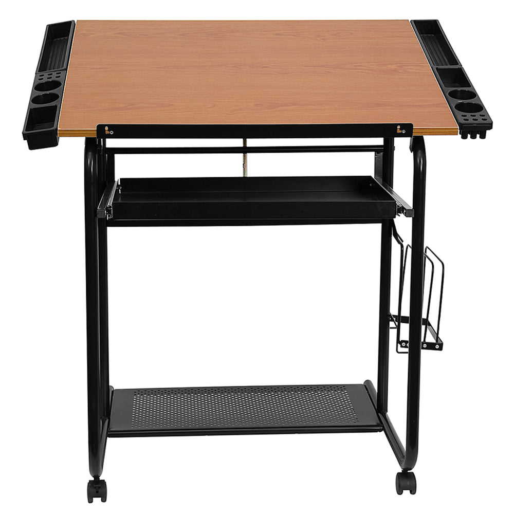 Image of Flash Furniture Adjustable Drawing & Drafting Table with Black Frame & Dual Wheel Casters