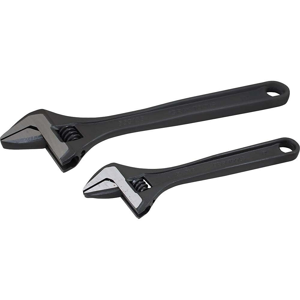 Image of Gray Tools 2 Piece Adjustable Wrench Set, 8" & 12", Black Oxide Finish