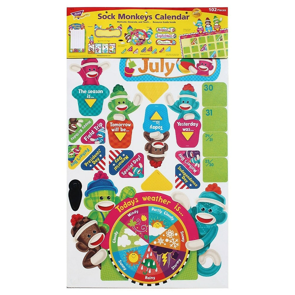 Image of Trend Enterprises Calendar Bulletin Board Set, Sock Monkeys (T-8416)