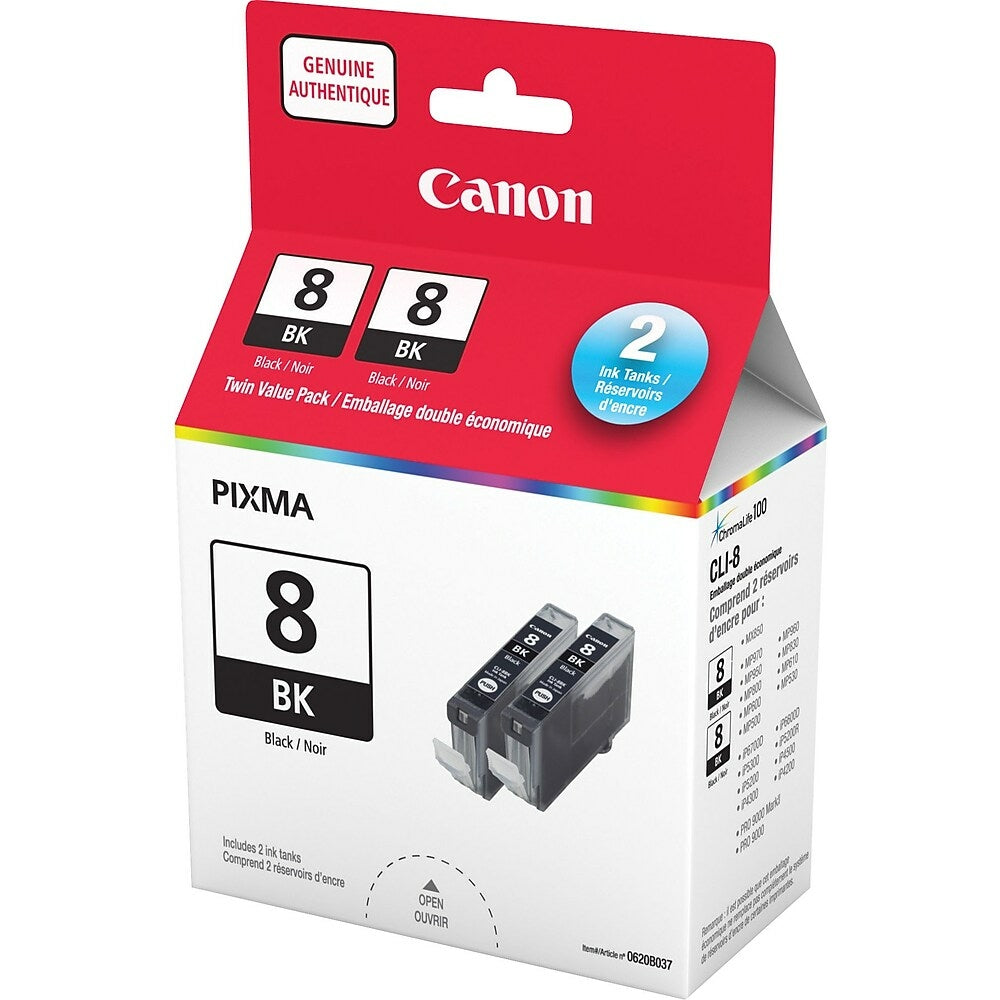 Image of Canon CLI-8 Black Ink Tank, Twin Pack (0620B014), 2 Pack