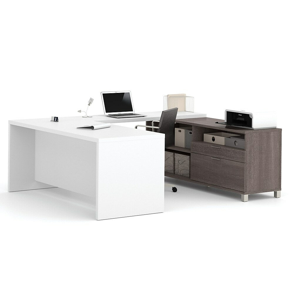 Image of Pro-Linea U-Desk, Bark Grey & White
