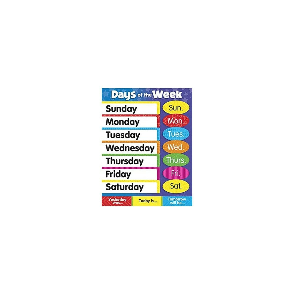 Image of TREND enterprises, Inc. Days of the Week Stars Learning Chart, 17" x 22"