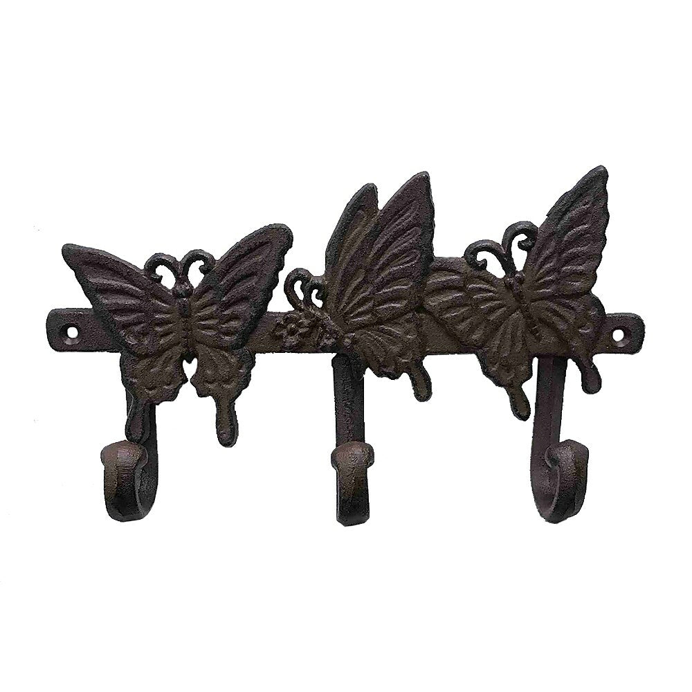 Image of Sign-A-Tology Butterfly Cast Iron Wall Hook (3-hook) - 10.5" x 6.5" x 2"