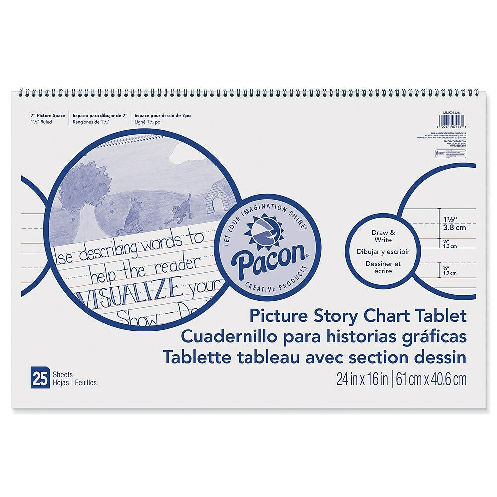 Image of Pacon Chart Tablet Picture Story 24" x 16" White, 3 Pack (PACMMK07426)