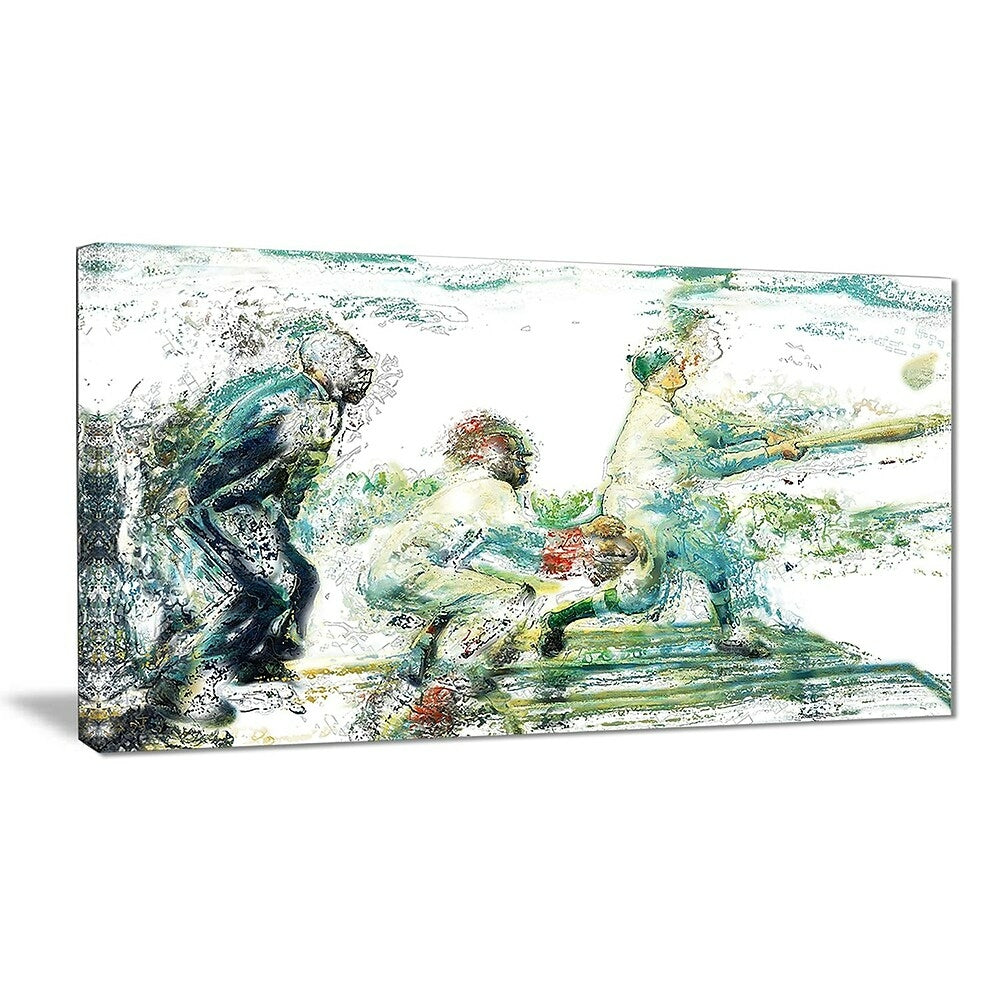 Image of Designart Baseball In Action Canvas Art Print, (PT2577-32-16)