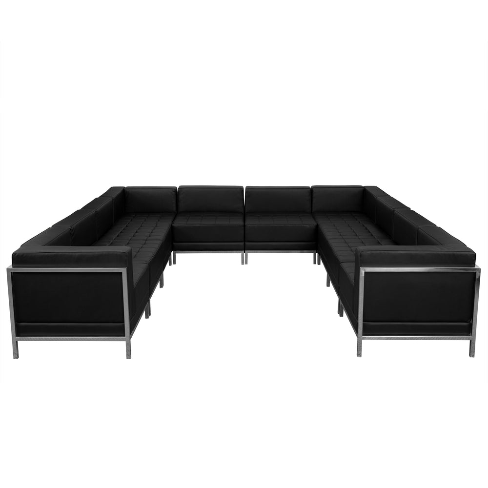 Image of Flash Furniture HERCULES Imagination Series Black LeatherSoft U-Shape Sectional Configuration, 10 Pieces