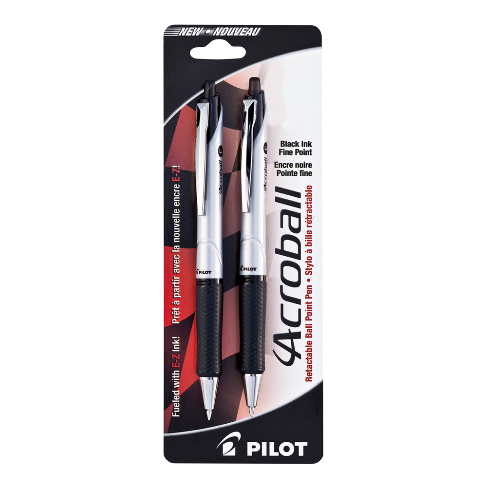 Image of Pilot Acroball Ballpoint Pens, Retractable, 0.7mm, Black, 2 Pack