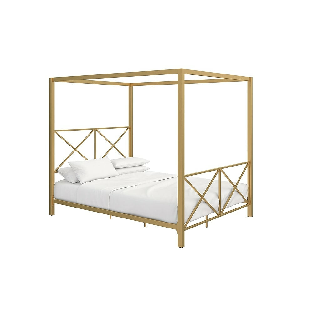 Image of DHP Rosedale Metal Canopy Bed - Queen - Gold