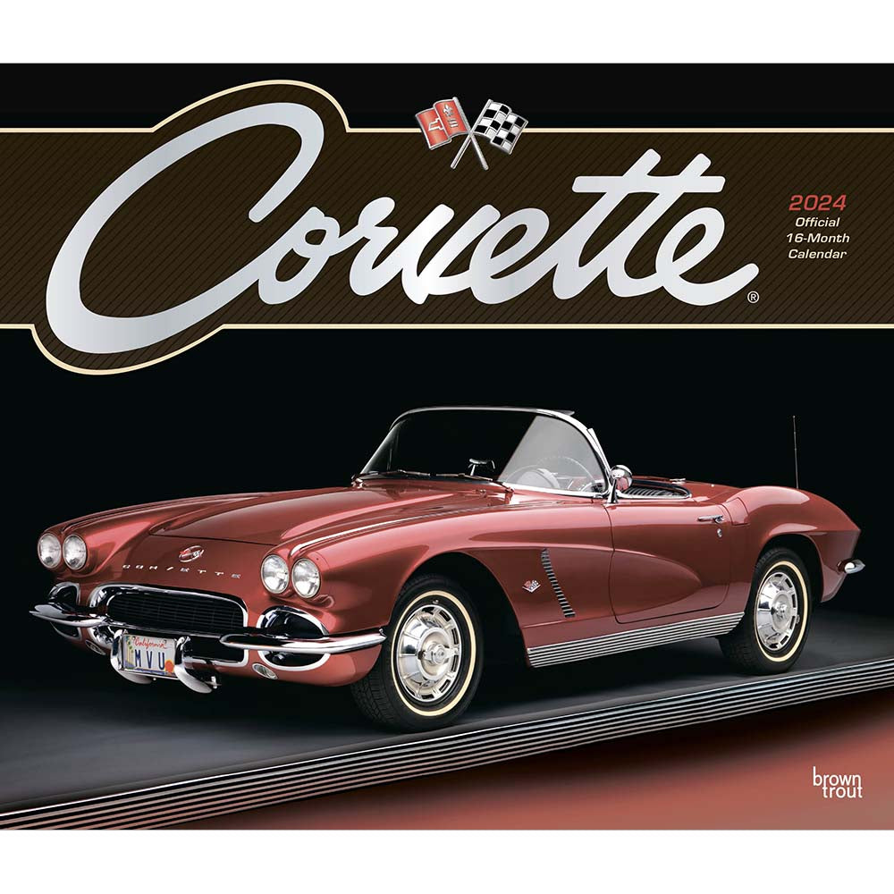 Image of BrownTrout 2024 Corvette Monthly Deluxe Wall Calendar - 14" x 12" - Assorted - English