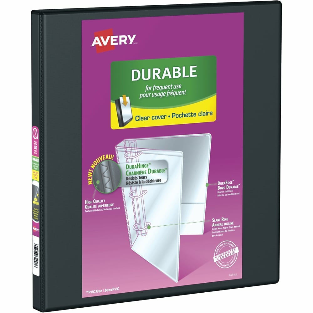 Image of Avery Durable View Binder, 1/2" Sized Slant D Rings, Black, (34001)