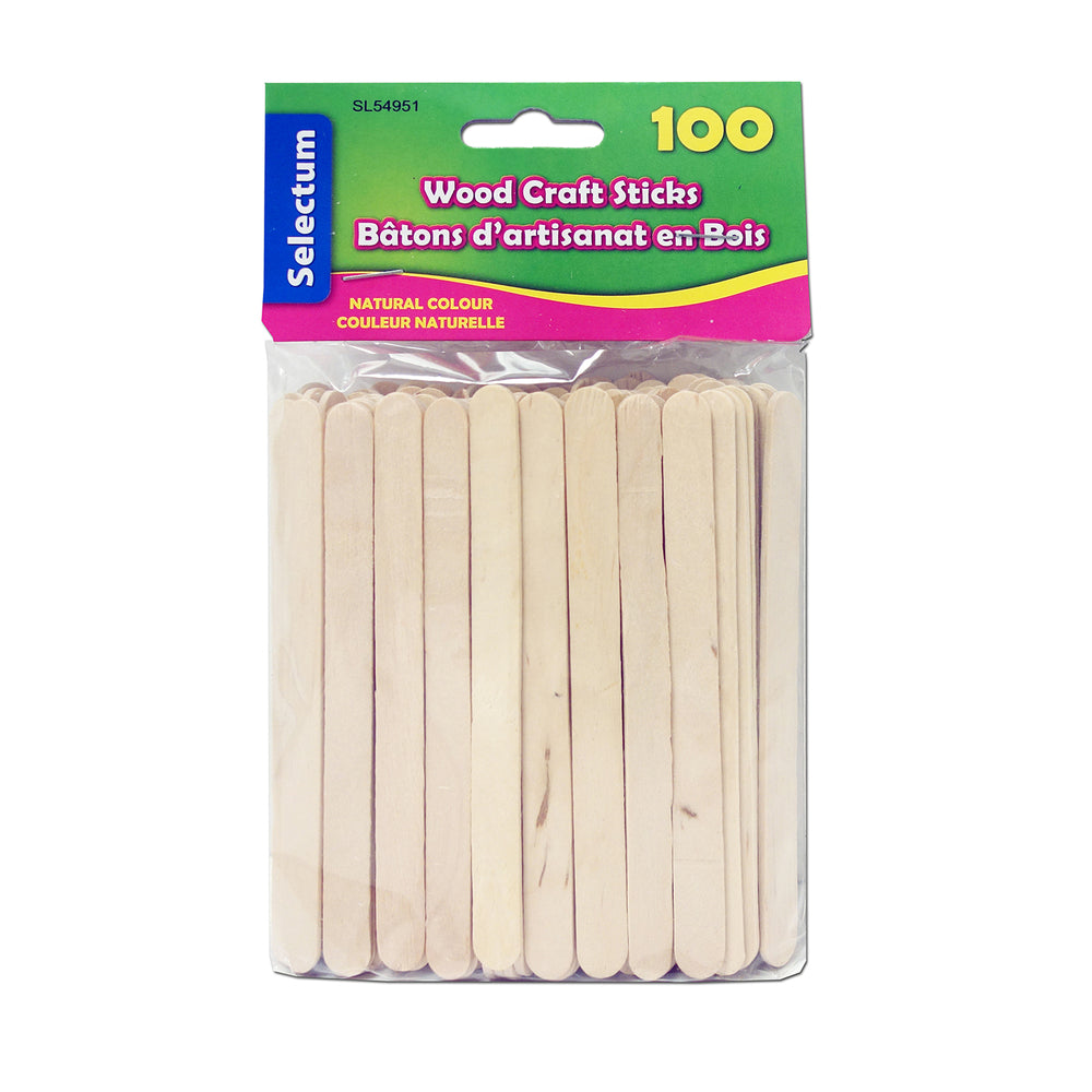 Image of SelectumWooden Craft Popsicle Sticks, Natural, 4 1/2", 100/ Pack, 100 Pack