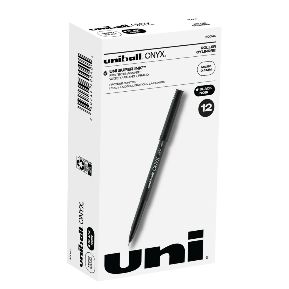 Image of uni-ball ONYX Rollerball Pens - Micro Point (0.5mm) - Black, 12 Pack