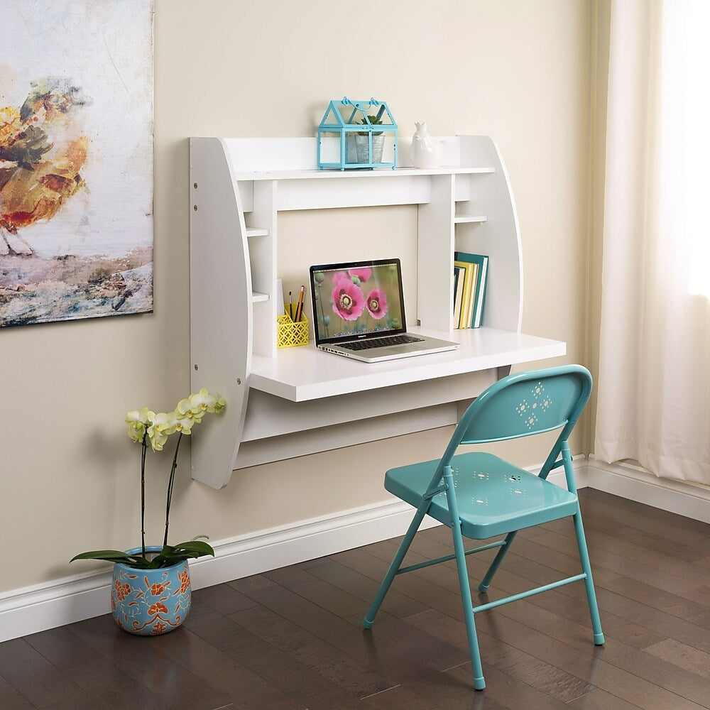 Image of Prepac Floating Desk With Storage, White