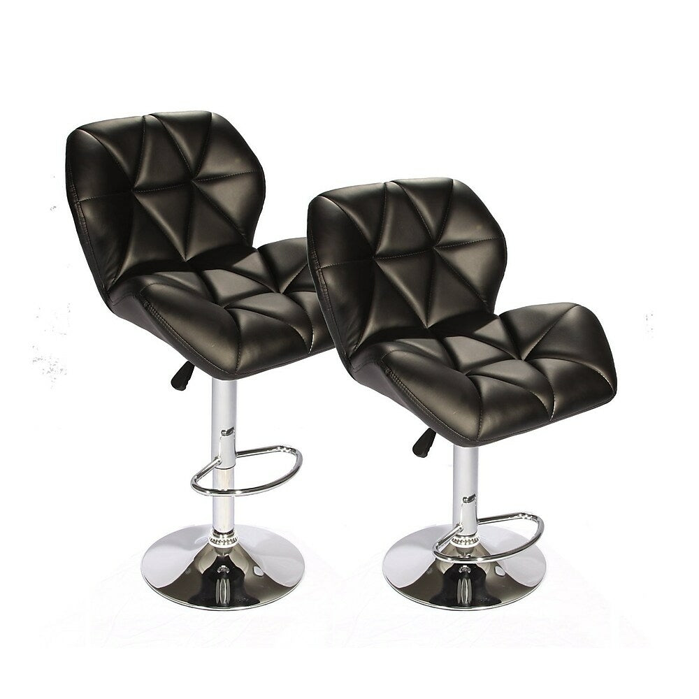 Image of Nicer Furniture Tripatch Modern PU Height Adjustable Dining Bar Stool, Black, 2 Pack