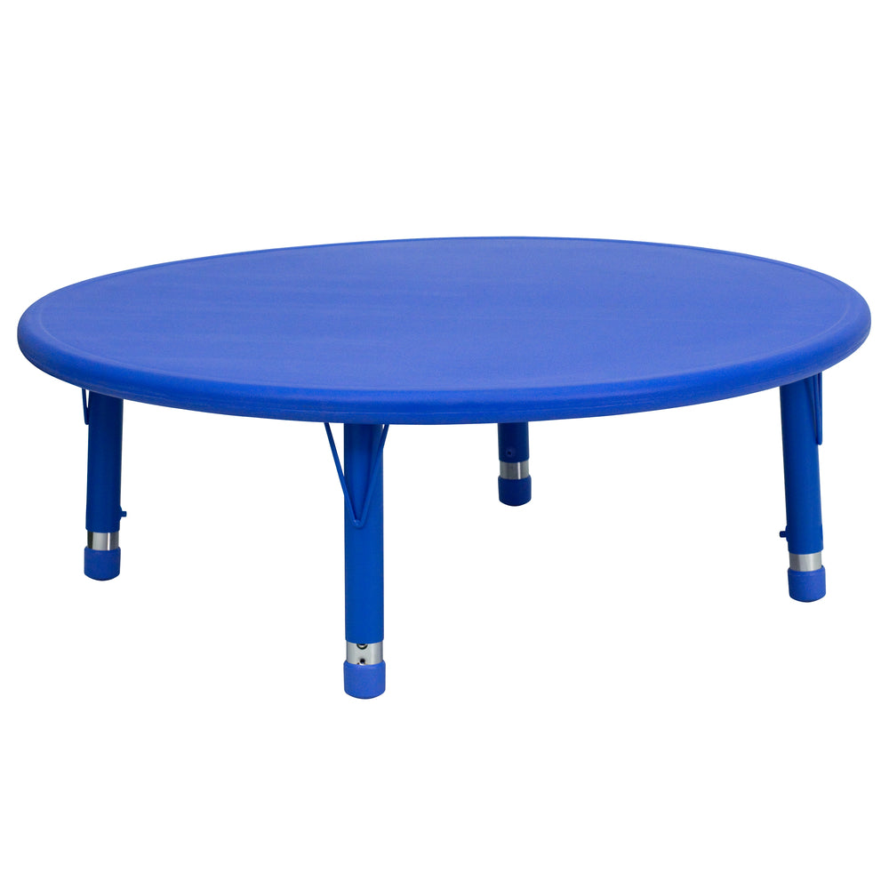 Image of Flash Furniture 45" Round Blue Plastic Height Adjustable Activity Table