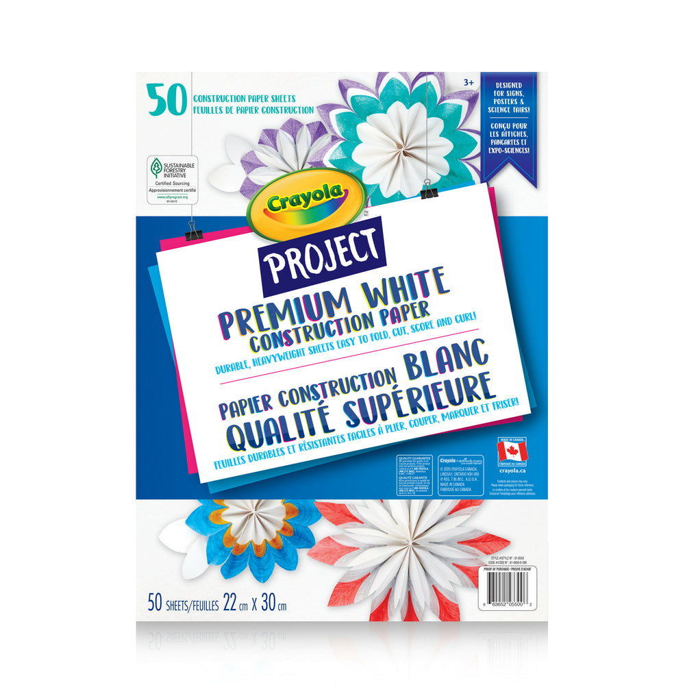 Image of Crayola Project Premium Construction Paper - White - 50 Sheets