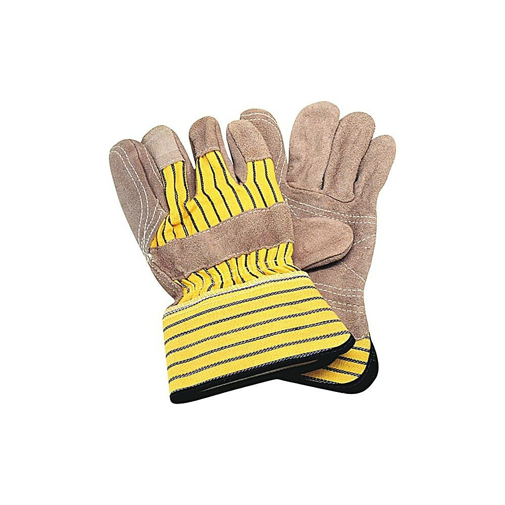 Image of Zenith Safety Standard Quality Double Palm Fitters Gloves, Large, Split Cowhide Palm, Cotton Inner Lining, 24 Pack (SE349)