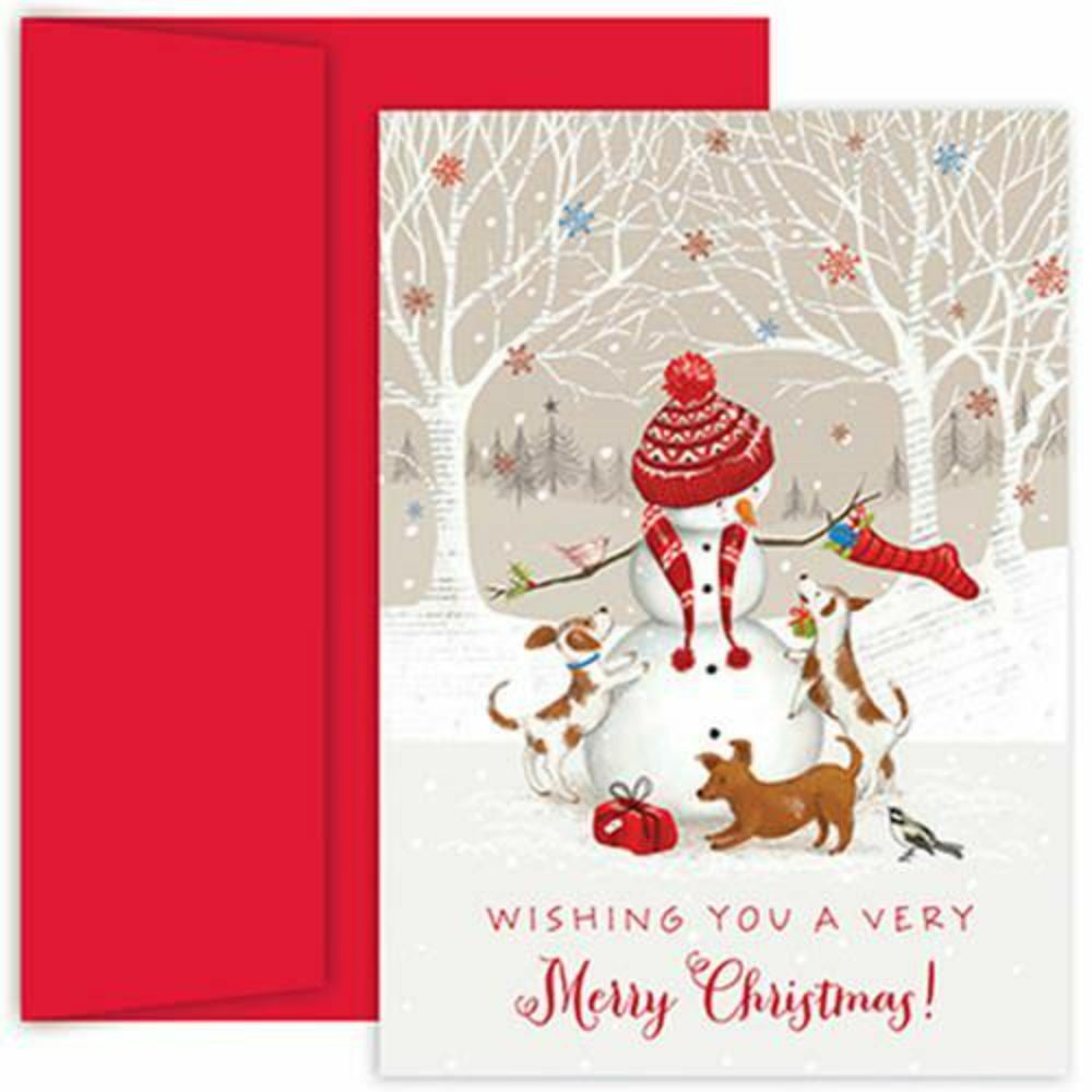 Image of JAM Paper Christmas Cards Set - Snowman and Friends - 18 Pack