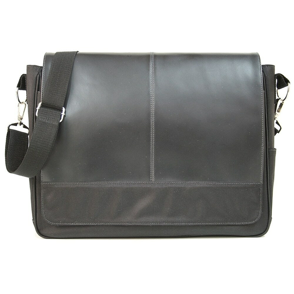 Image of Royce Leather Genuine Leather Messenger Bag, Black