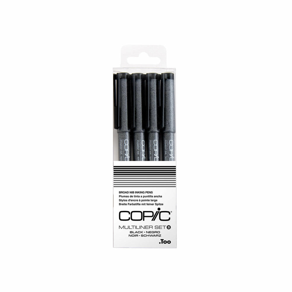 Image of Copic Broad Nib Multiliner Inking Pens - Set B - 4 Pack, Black