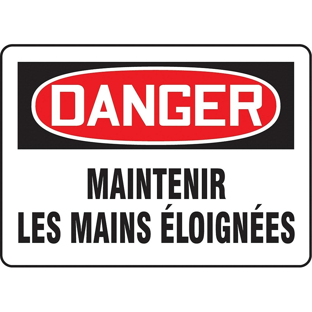 Image of Safety Signs and Identification, Equipment, Danger; Maintenir Les Mains elongnees, SP596, White