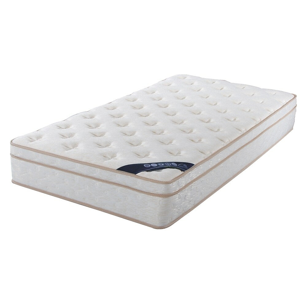 Image of Brassex 10.5" Euro Top Twin Mattress with Pocket Coil, White