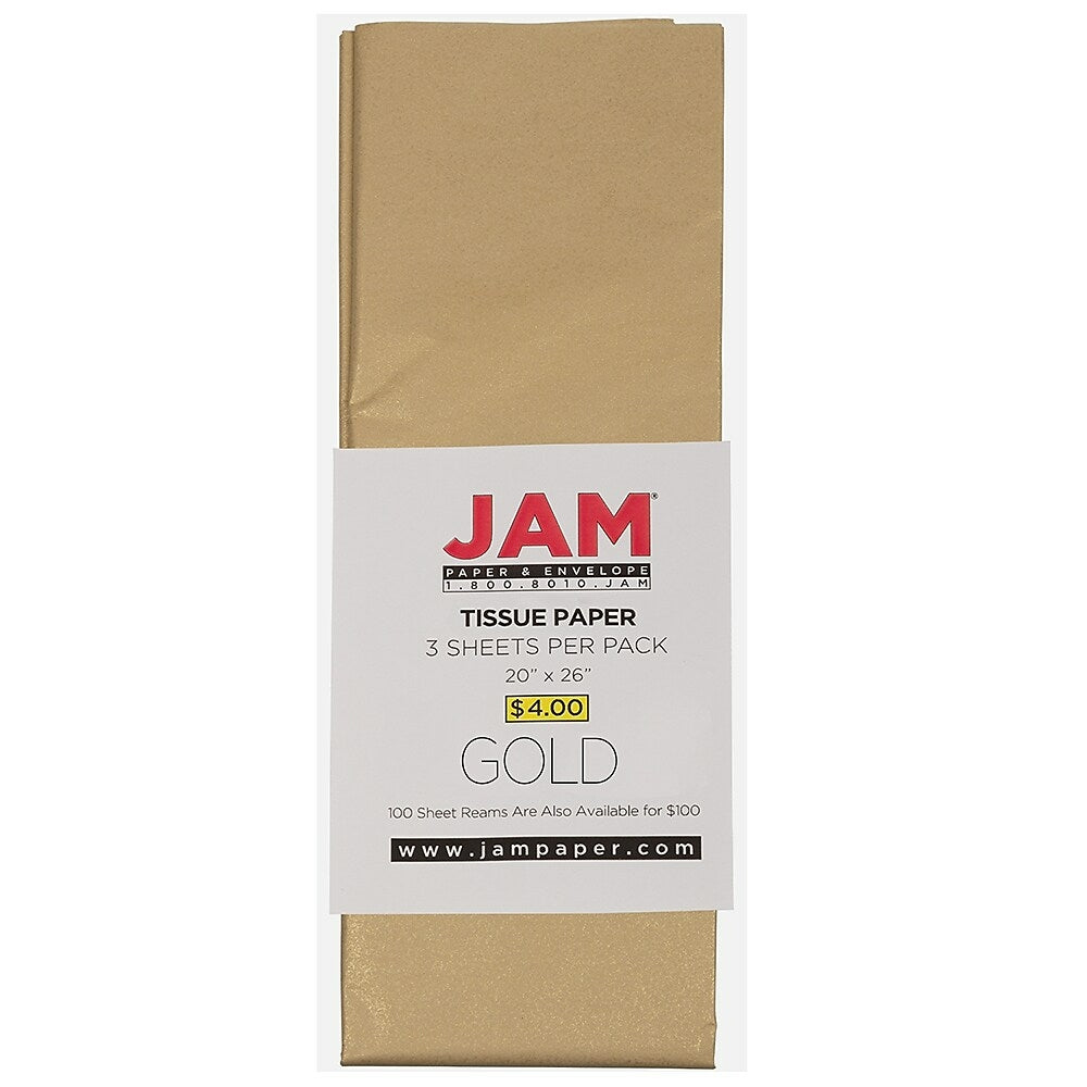 Image of JAM Paper Tissue Paper, Gold Flat, 15 Pack (7335485g), Yellow
