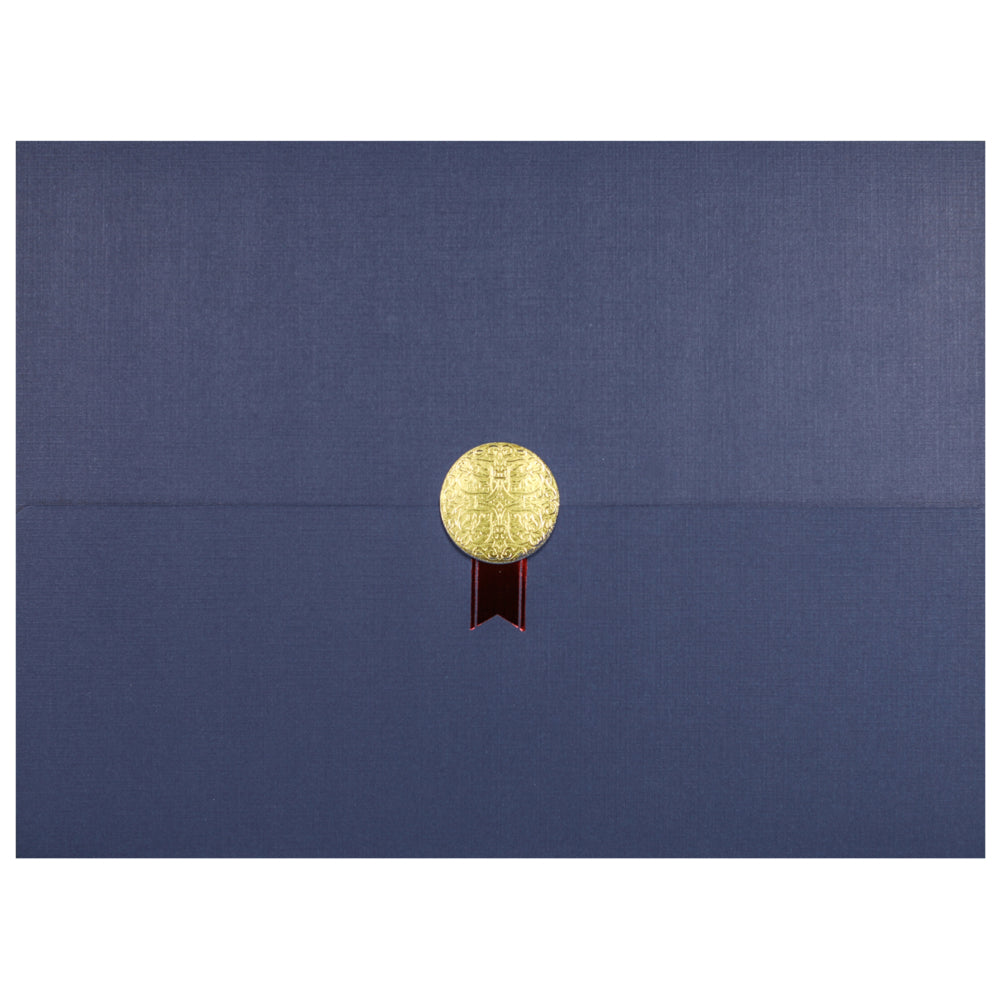 Image of St. James Document/Certificate Holders - Gold Award Seal with Single Red Ribbon - Navy Blue - 5 Pack