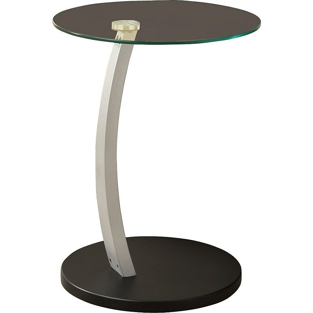 Image of Monarch Specialties - 3009 Accent Table - C-shaped - End - Side - Living Room - Bedroom - Laminate - Black - Grey - Clear