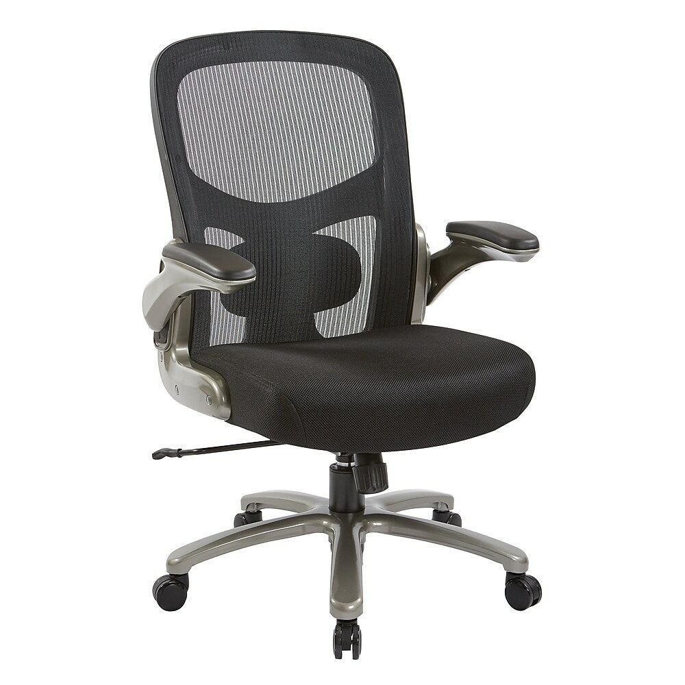 Image of Office Star Pro-Line II Big and Tall Mesh Back Executive Chair with Mesh Seat and Titanium Base (69227-3M), Black
