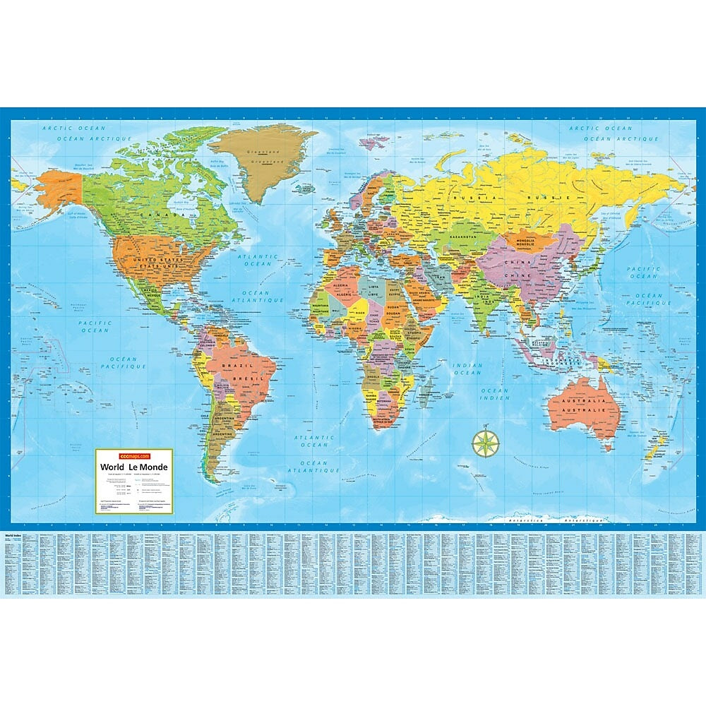 Image of MapArt World Lamininated Wall Map