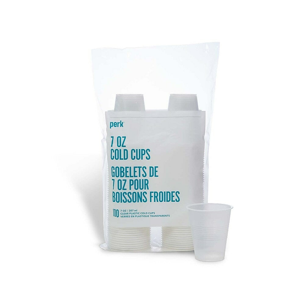 Image of Perk 7 oz. Plastic Cold Cups - Clear - 100 Pack