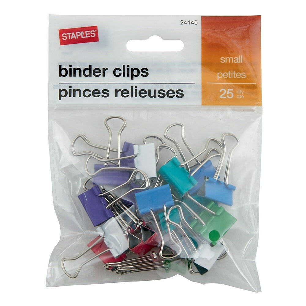 Image of Staples Binder Clips - Small 3/4" - Assorted Fashion Colours - 25 Pack