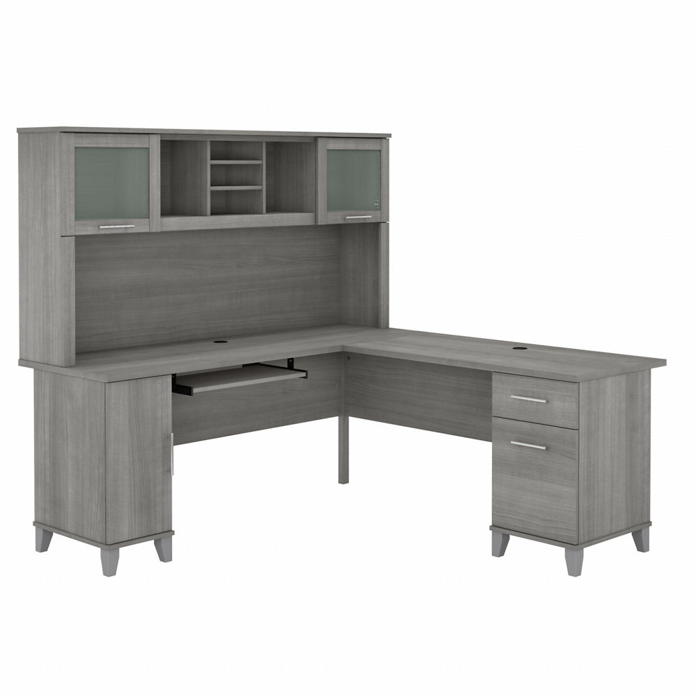 Image of Bush Furniture Somerset 72"W L-Shaped Desk with Hutch - Platinum Grey