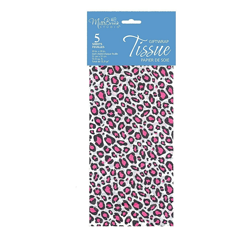 Image of MillBrook Studio Printed Tissue, Pink Leopard Pattern, 12 Pack (93021)