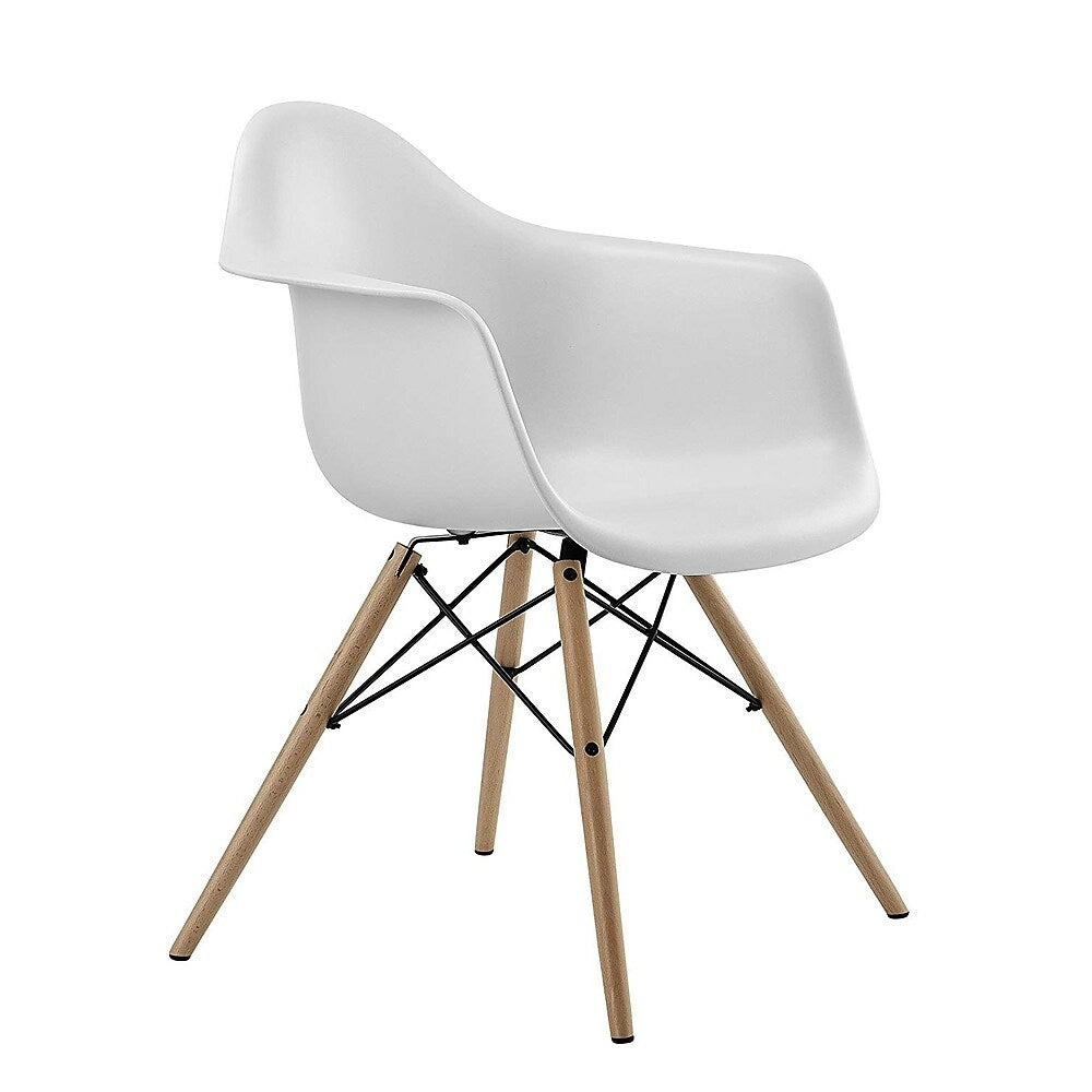 Image of Nicer Furniture White, Eames Style Armchair with Natural Wood Legs Eiffel Dining Room Chair, 4 Pack