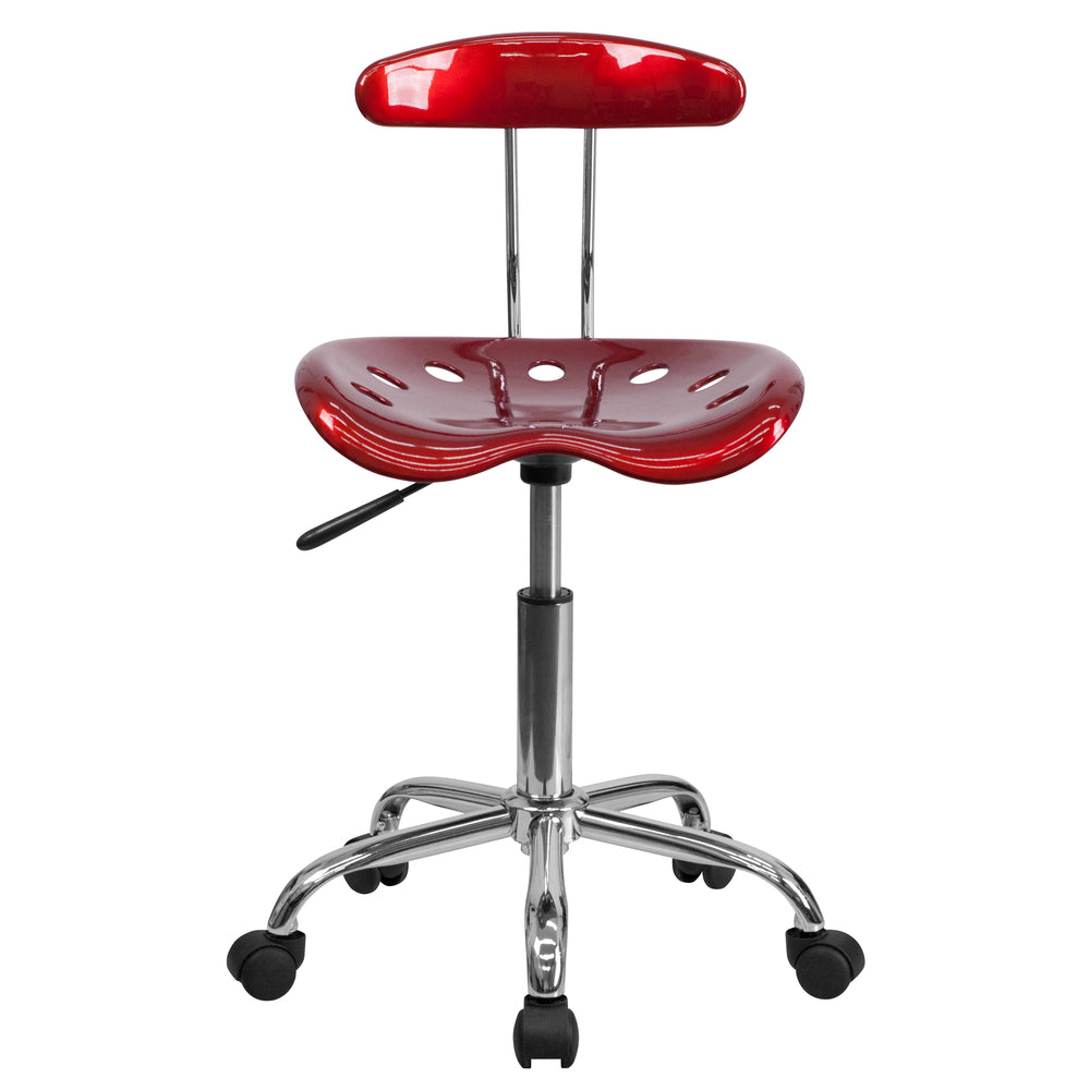 Image of Flash FurnitureWine Red & Chrome Swivel Task Chair with Tractor Seat