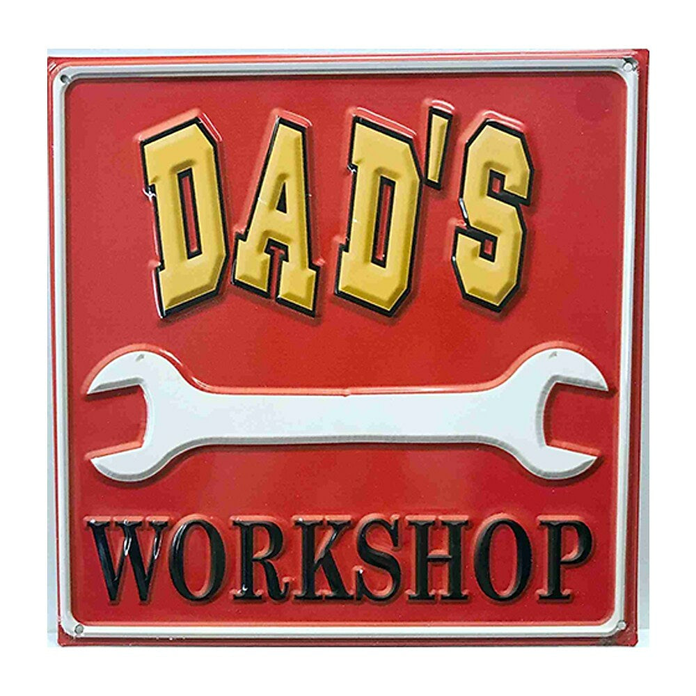 Image of Sign-A-Tology Tin Sign - Dad's Workshop Red - 12" x 12"