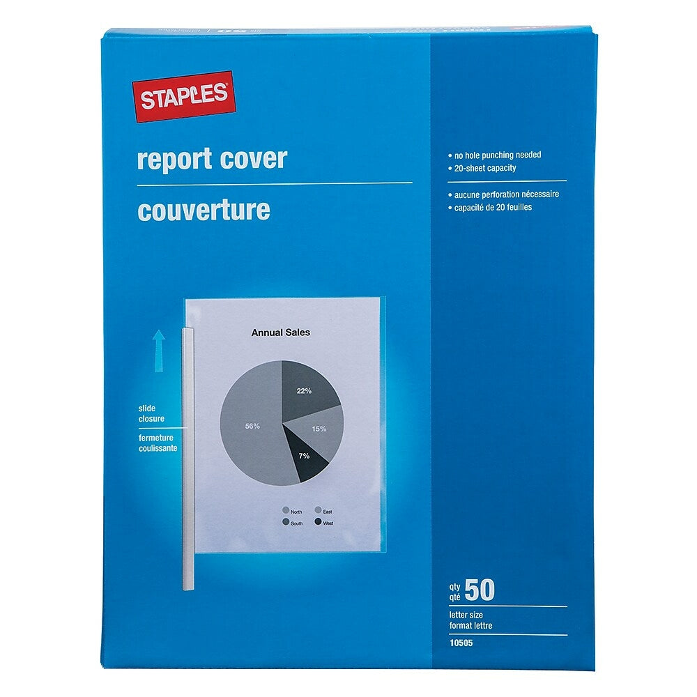Image of Staples Slide-Grip Report Cover - Letter Size - Clear - 50 Pack