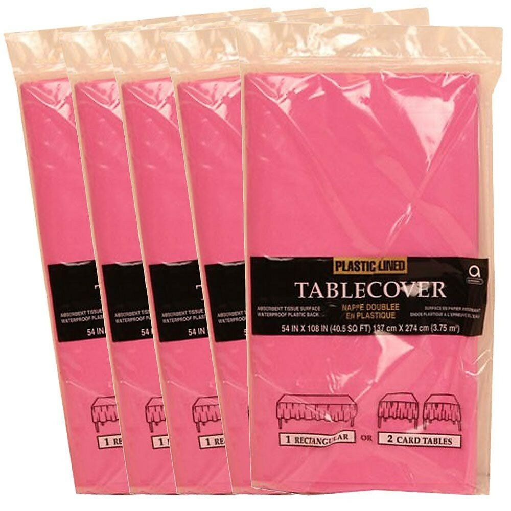 Image of JAM Paper Paper Table Covers, Fuchsia Pink Table Cloths, 5 Pack