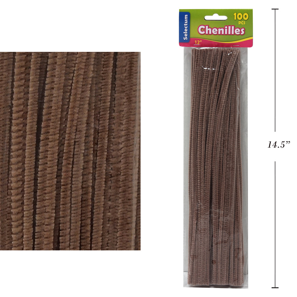 Image of Selectum Pipe Cleaners - 12" - Brown - 100 Pack