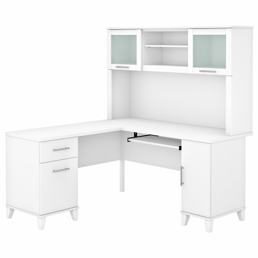 Image of Bush Furniture Somerset 60"W L-Shaped Desk with Hutch - White