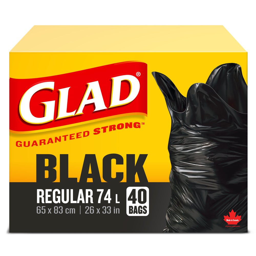 Image of Glad Easy-Tie Black Reg 74L, 40 Pack